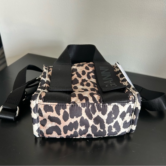 NWT GANNI Leopard Print Mini Tech Tote Bag - Picture 4 of 4